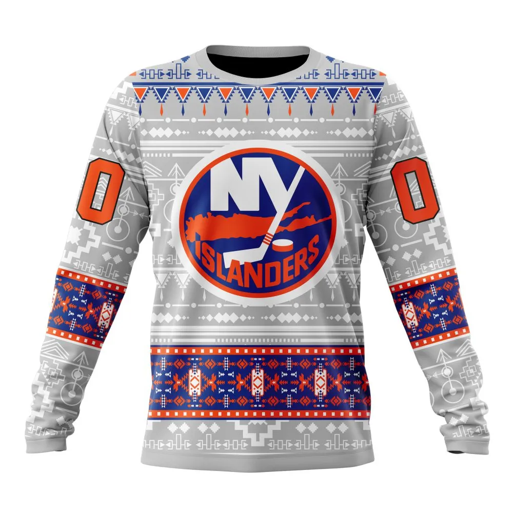 NHL New York Islanders Special Native Design St2302 Long Sleeved Sweatshirt 