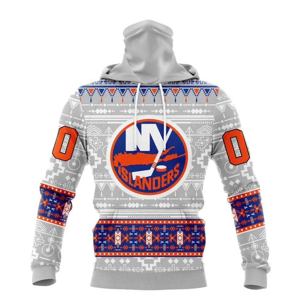 NHL New York Islanders Special Native Design St2302 Mask Hoodie