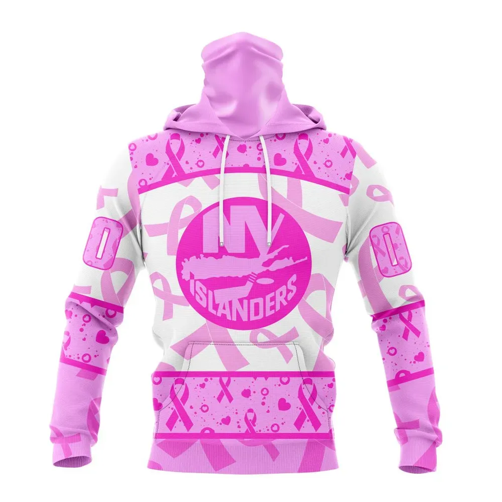 NHL New York Islanders Special Pink October Breast Cancer Awareness Month St2302 Mask Hoodie