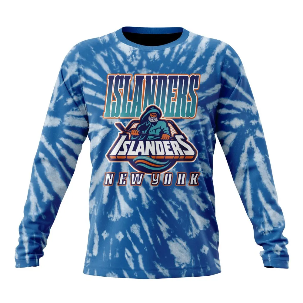 NHL New York Islanders Special Retro Vintage Tie Dye St2201 Long Sleeved Sweatshirt 