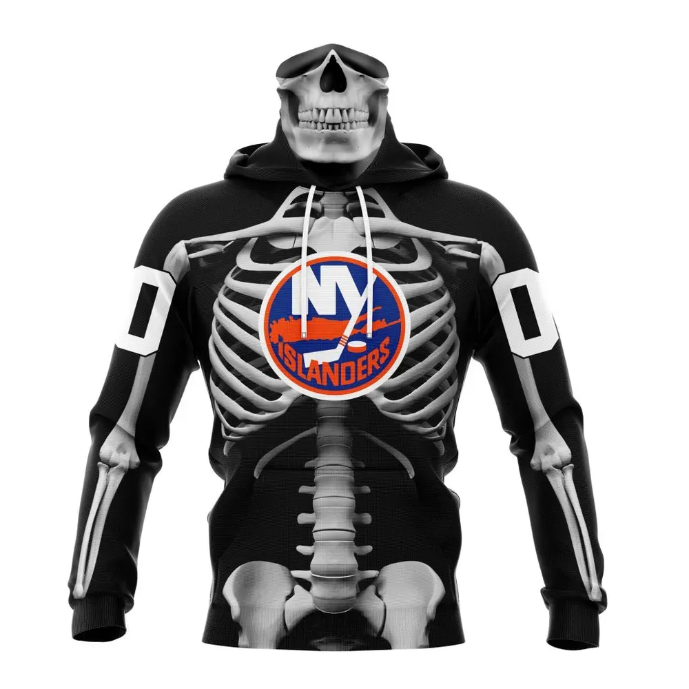 NHL New York Islanders Special Skeleton Costume For Halloween St2301 Mask Hoodie