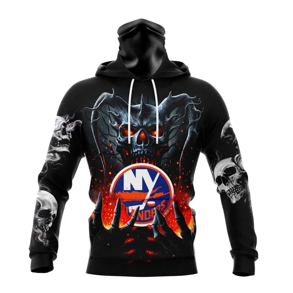 NHL New York Islanders Special Skull Art Design St2301 Mask Hoodie