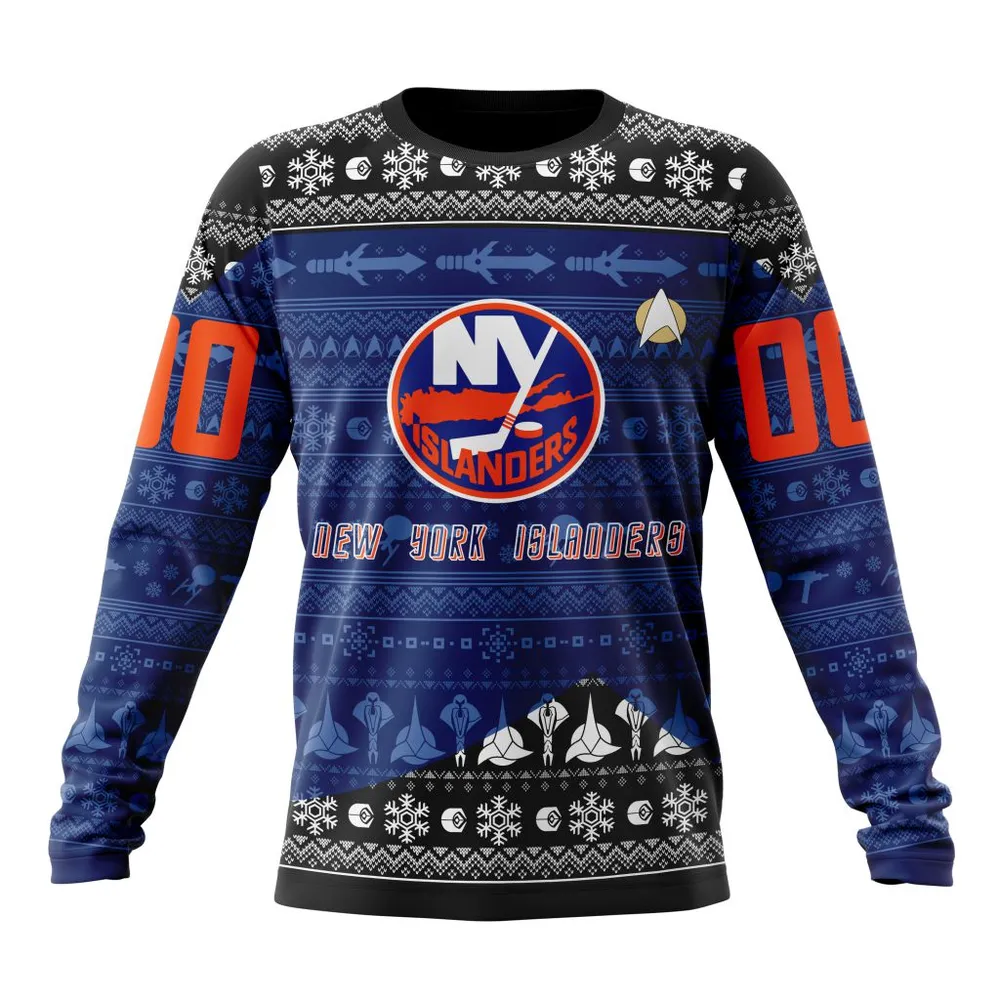 NHL New York Islanders Special Star Trek Design St2201 Long Sleeved Sweatshirt 