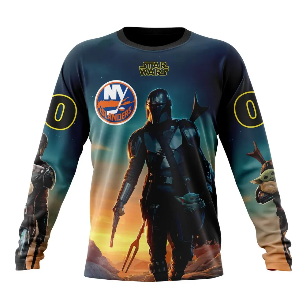 NHL New York Islanders Special Star Wars The Mandalorian Design St2401 Long Sleeved Sweatshirt 