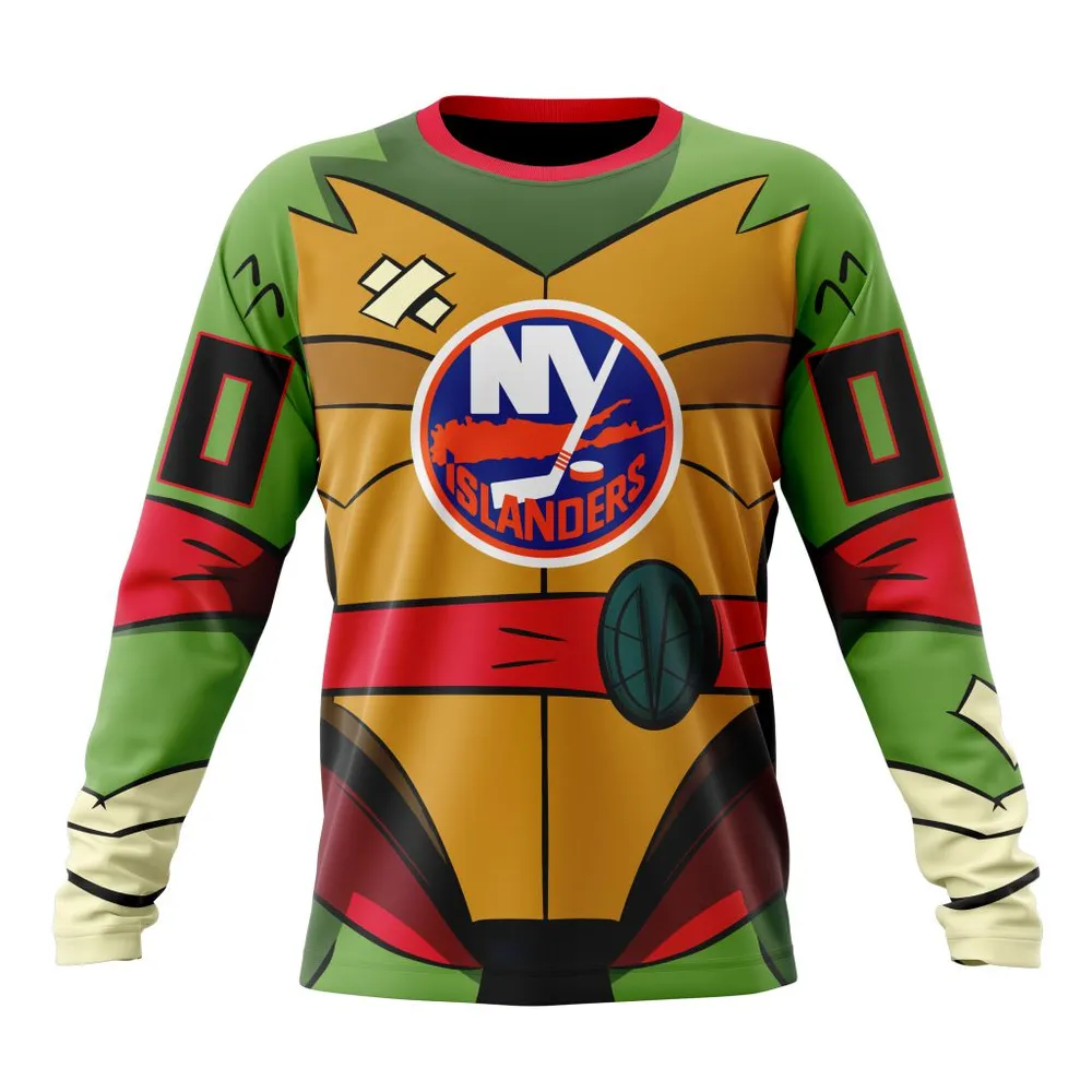 NHL New York Islanders Special Teenage Mutant Ninja Turtles Design St2301 Long Sleeved Sweatshirt 