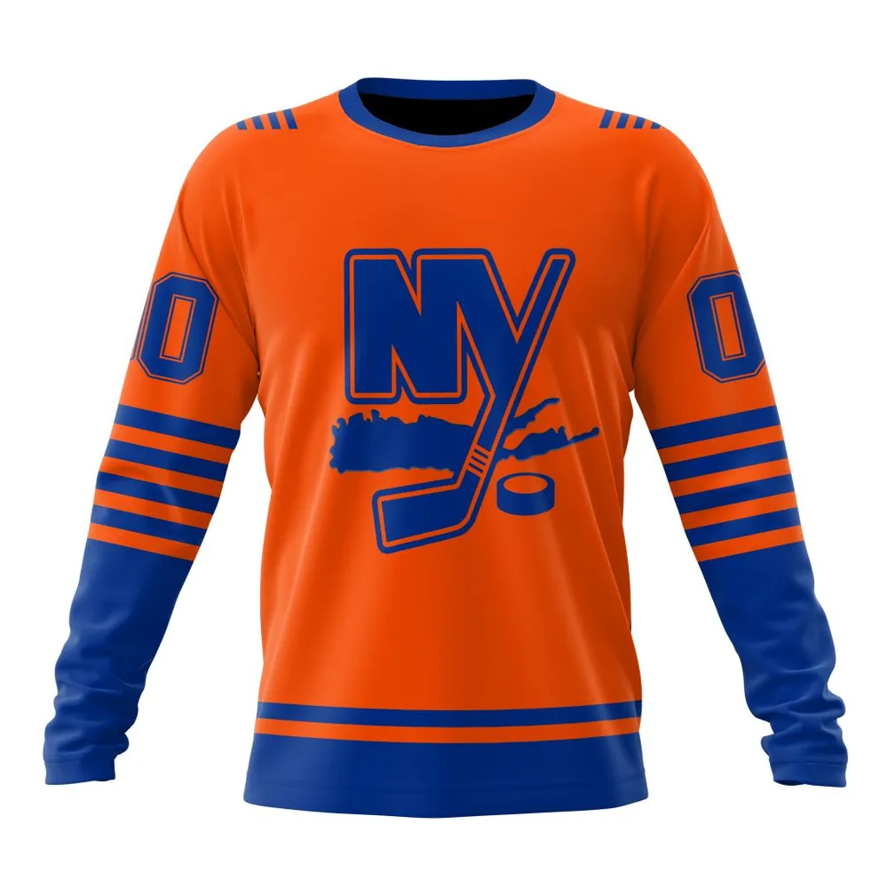 NHL New York Islanders Special Two-Tone Design St2401 Long Sleeved Sweatshirt 