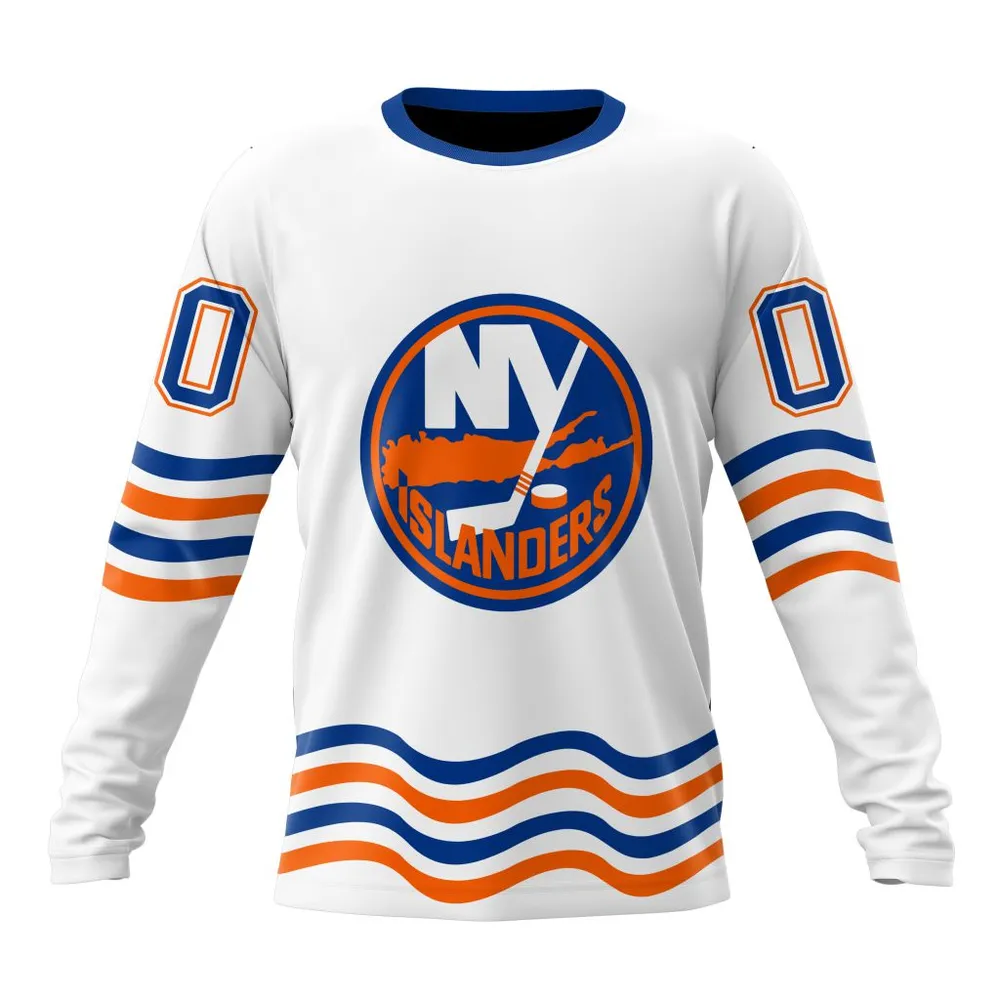 NHL New York Islanders Special Whiteout Design St2401 Long Sleeved Sweatshirt 