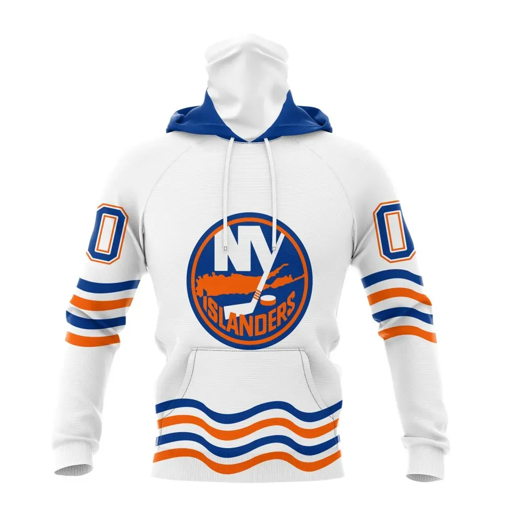 NHL New York Islanders Special Whiteout Design St2401 Mask Hoodie