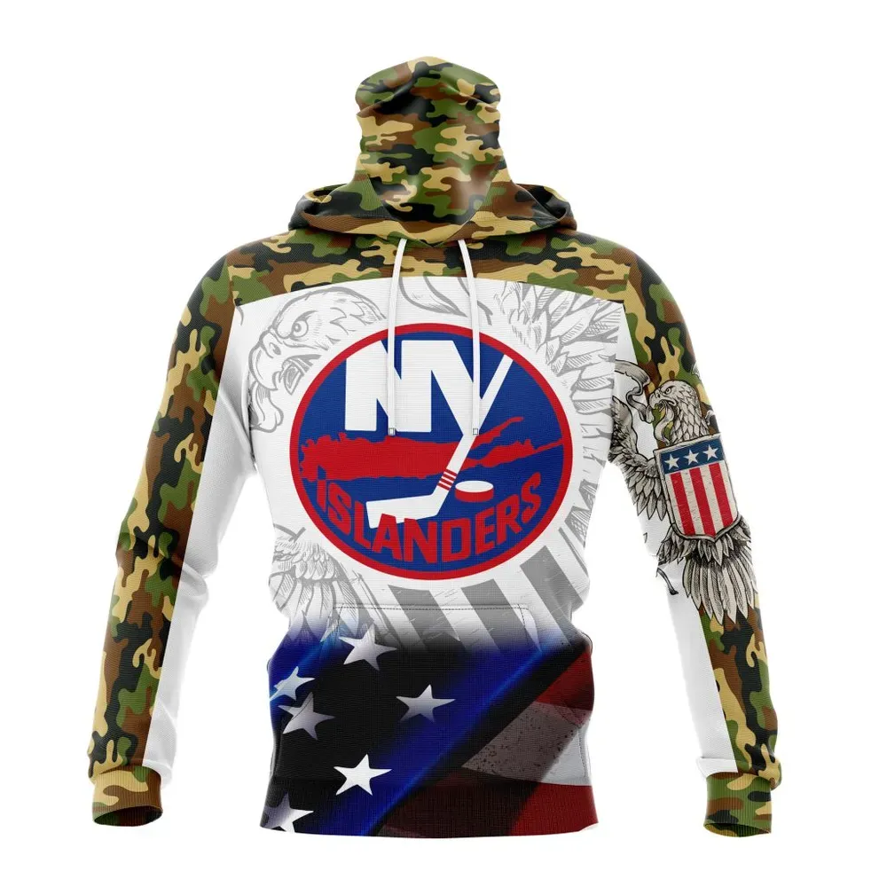 NHL New York Islanders | Specialized Design With Our America Flag And Our America Eagle Mask Hoodie