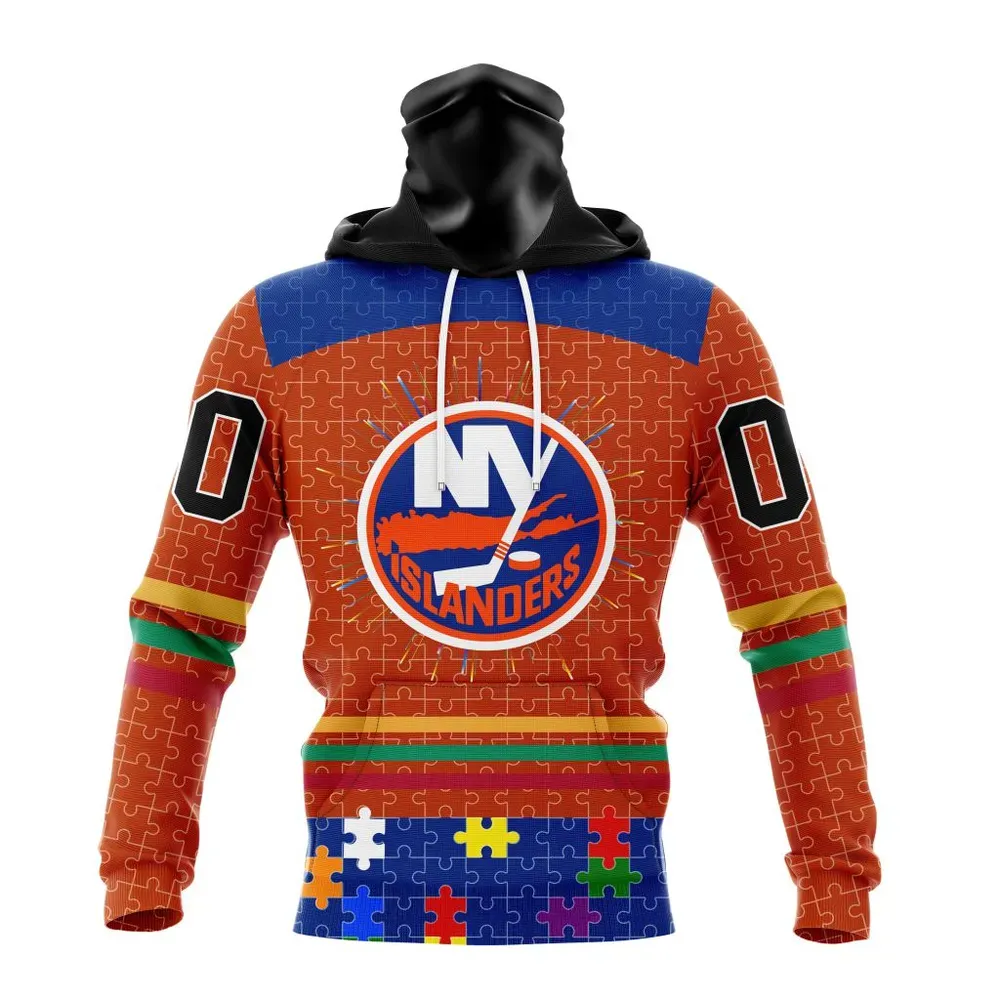 NHL New York Islanders | Specialized Fearless Aganst Autism V0122 Mask Hoodie