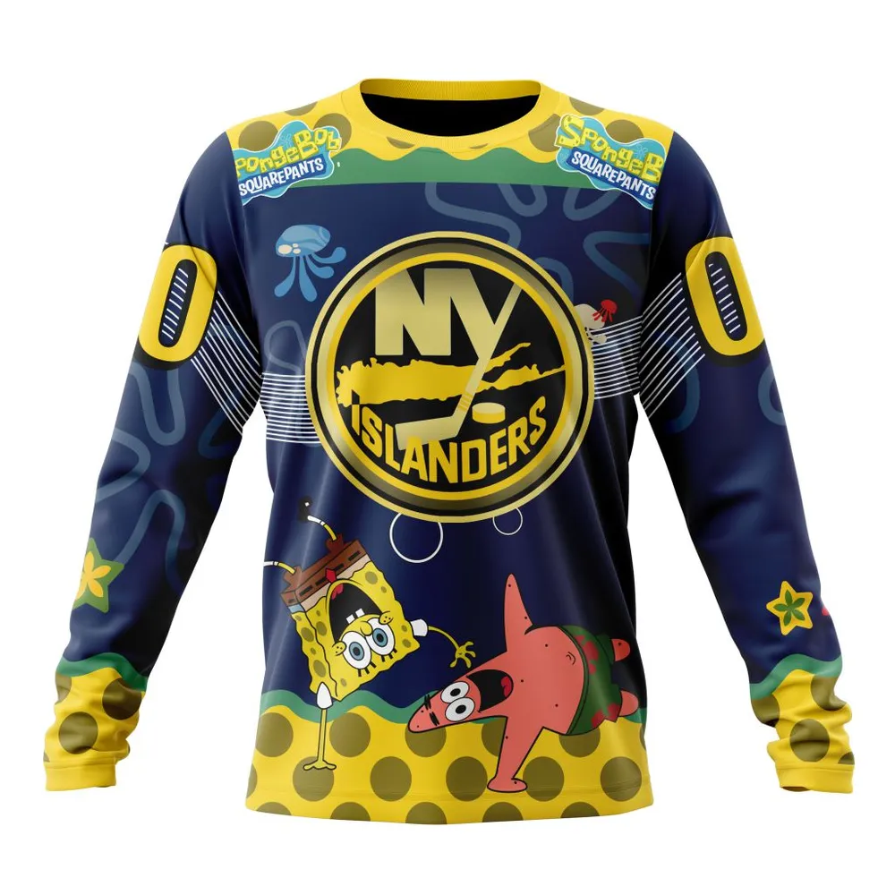 NHL New York Islanders | Specialized Jersey With Spongebob Long Sleeved Sweatshirt 