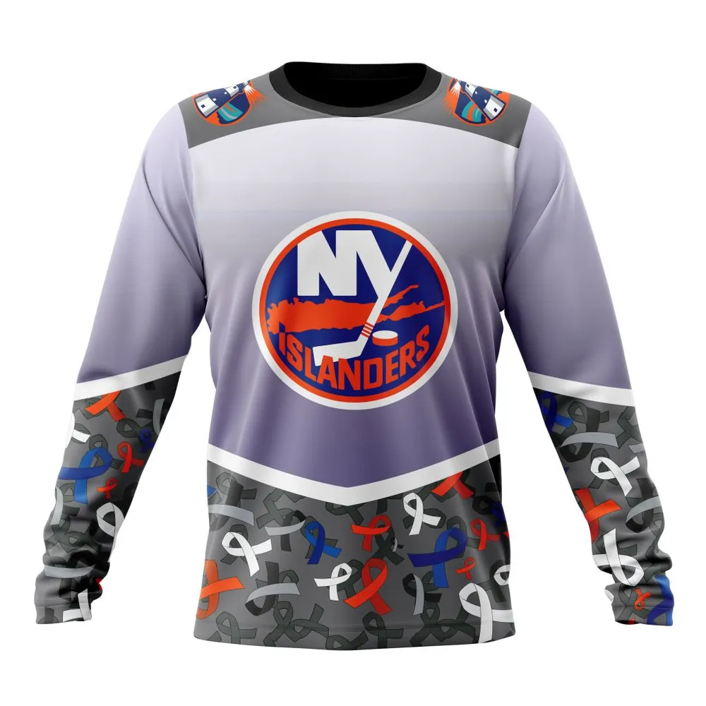 NHL New York Islanders | Specialized Sport Fights Again All Cancer V0122 Long Sleeved Sweatshirt 