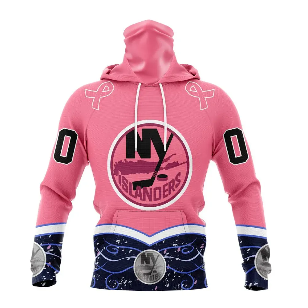 NHL New York Islanders | Specialized Unisex For Hockey Fights Cancer Mask Hoodie