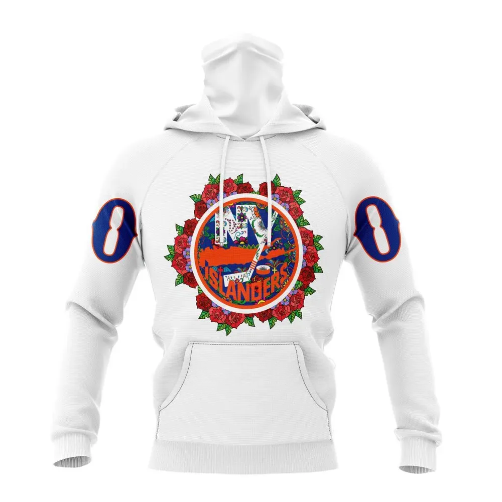 NHL New York Islanders | Specialized Unisex Kits Dia De Muertos Mask Hoodie