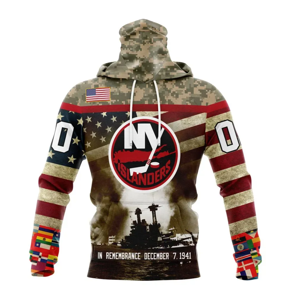 NHL New York Islanders | Specialized Unisex Kits Remember Pearl Harbor Mask Hoodie