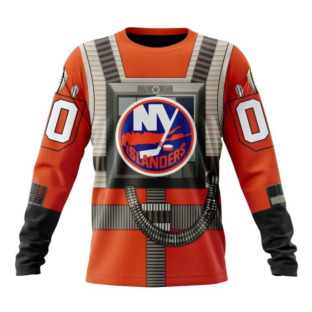 NHL New York Islanders Star Wars Rebel Pilot Design St2201 Long Sleeved Sweatshirt 