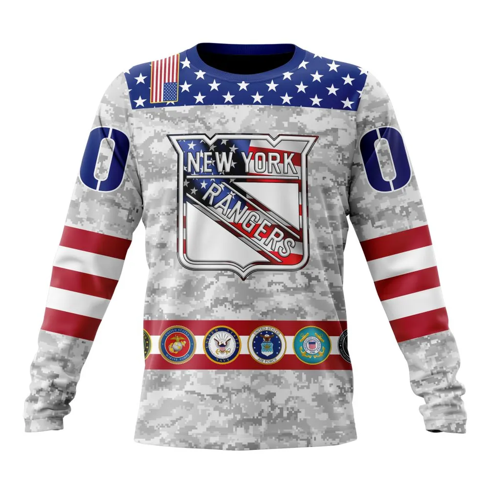 NHL New York Rangers Armed Forces Appreciation St2201 Long Sleeved Sweatshirt 