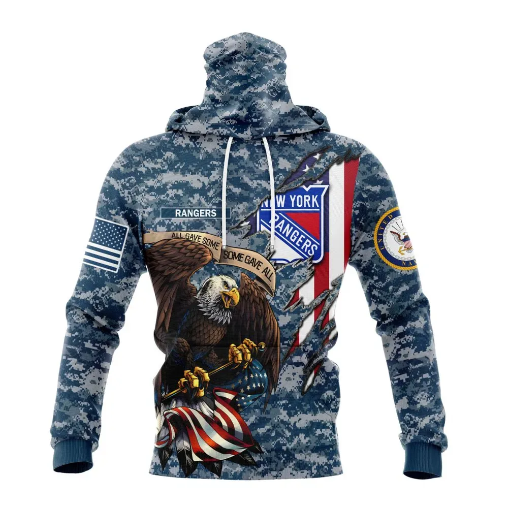 NHL New York Rangers Honor Us Navy Veterans St2202 Mask Hoodie