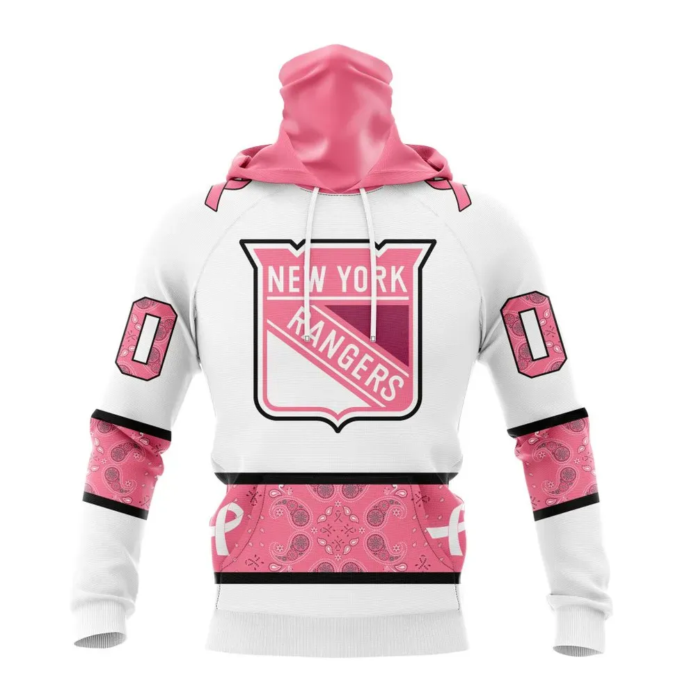 NHL New York Rangers In Classic Style With Paisley! In October We Wear Pink Breast Cancer Mask Hoodie