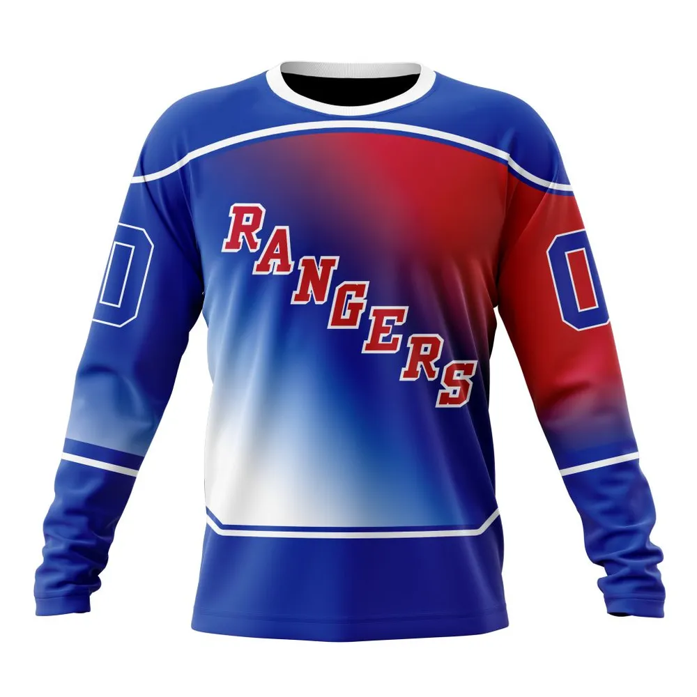 NHL New York Rangers Personalize Gradient Series Concept St2301 Long Sleeved Sweatshirt 