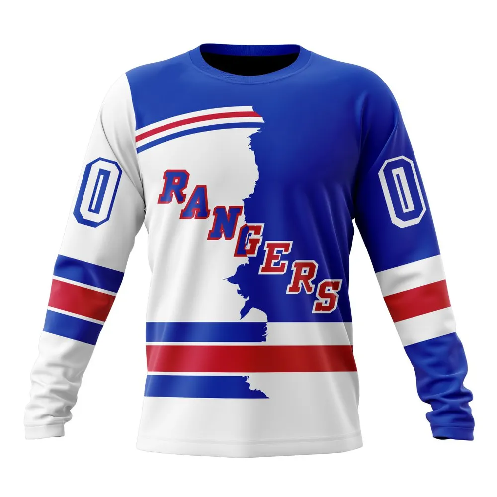 NHL New York Rangers Personalize Home Mix Away Kits Long Sleeved Sweatshirt 