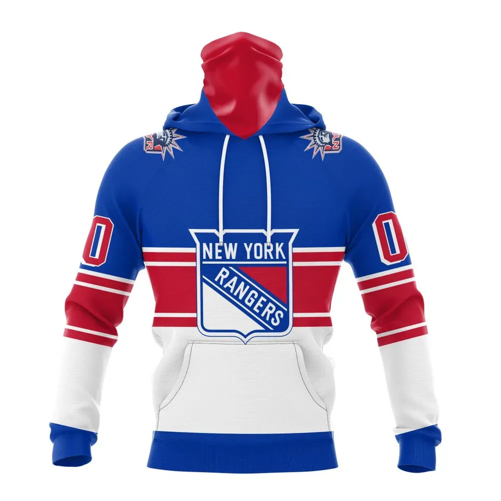 NHL New York Rangers Personalized Alternate Concepts Kits St2401 Mask Hoodie