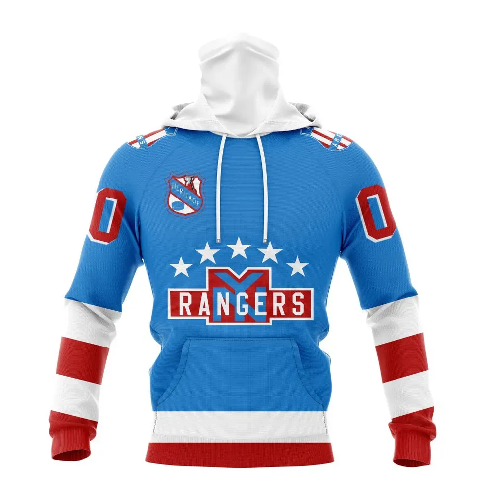 NHL New York Rangers Personalized Heritage Design St2401 Mask Hoodie