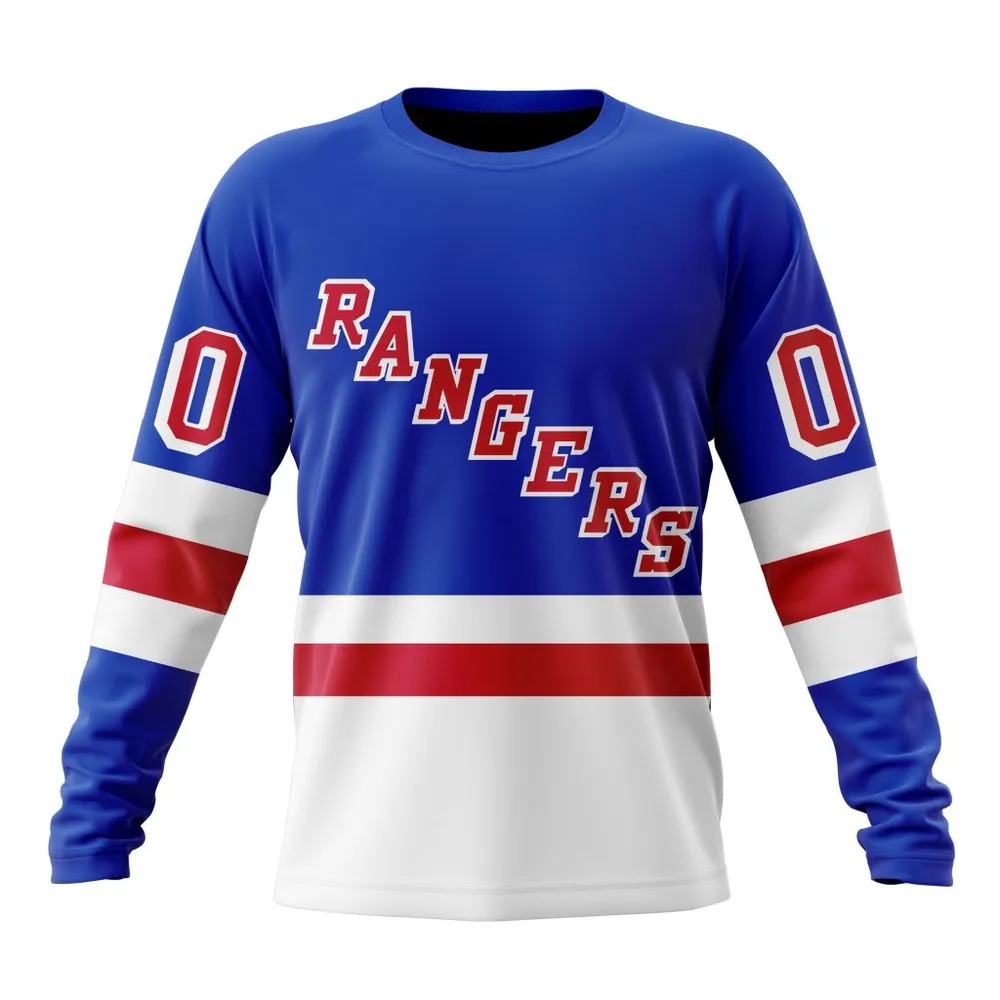 NHL New York Rangers Personalized Home Kits Long Sleeved Sweatshirt 