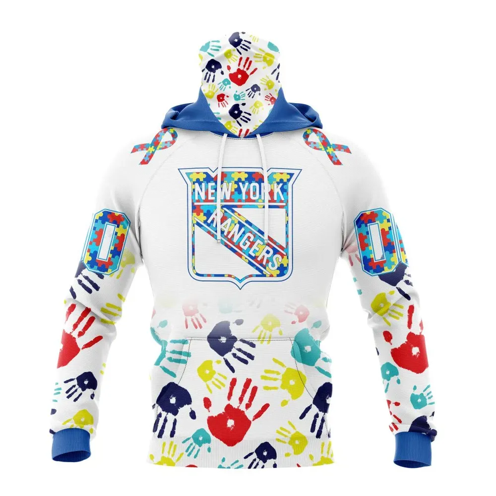 NHL New York Rangers Special Autism Awareness Design St2203 Mask Hoodie