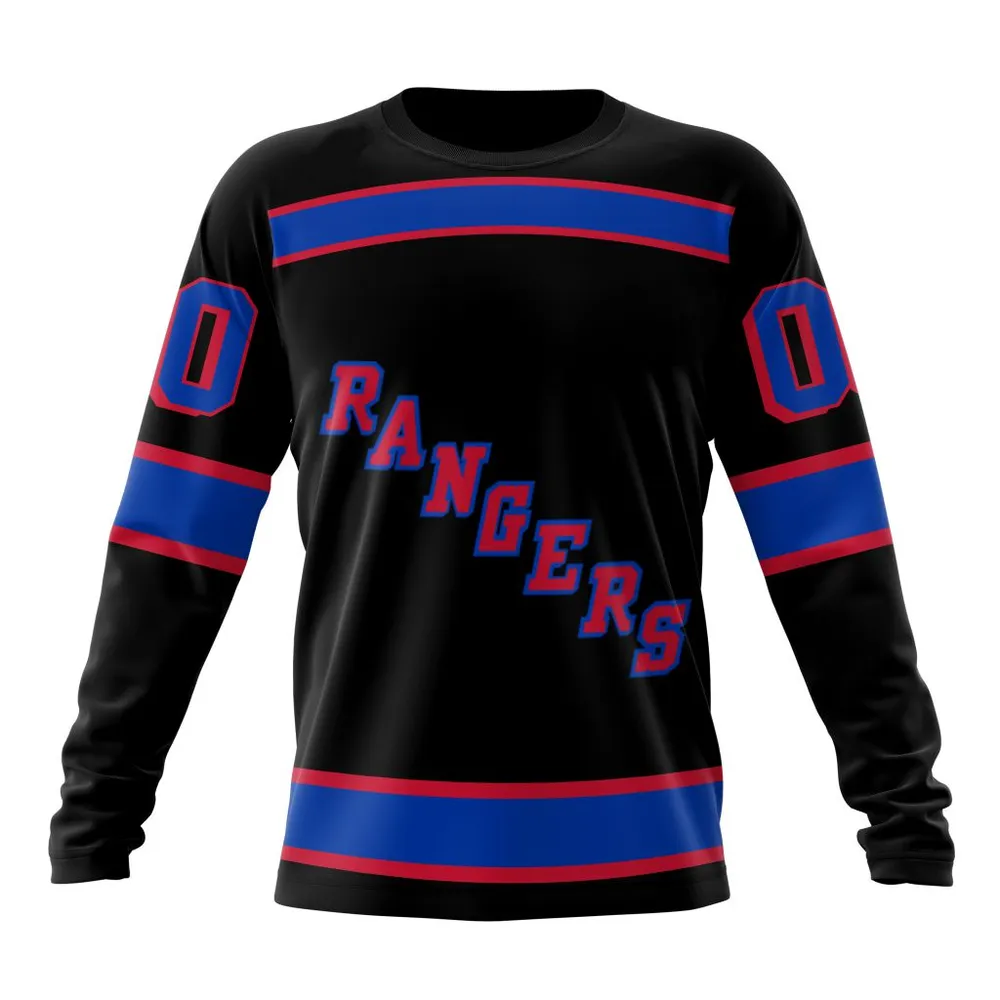 NHL New York Rangers Special Blackout Design St2401 Long Sleeved Sweatshirt 