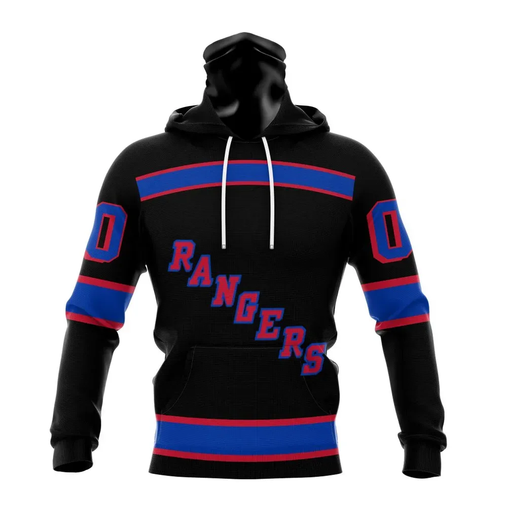 NHL New York Rangers Special Blackout Design St2401 Mask Hoodie