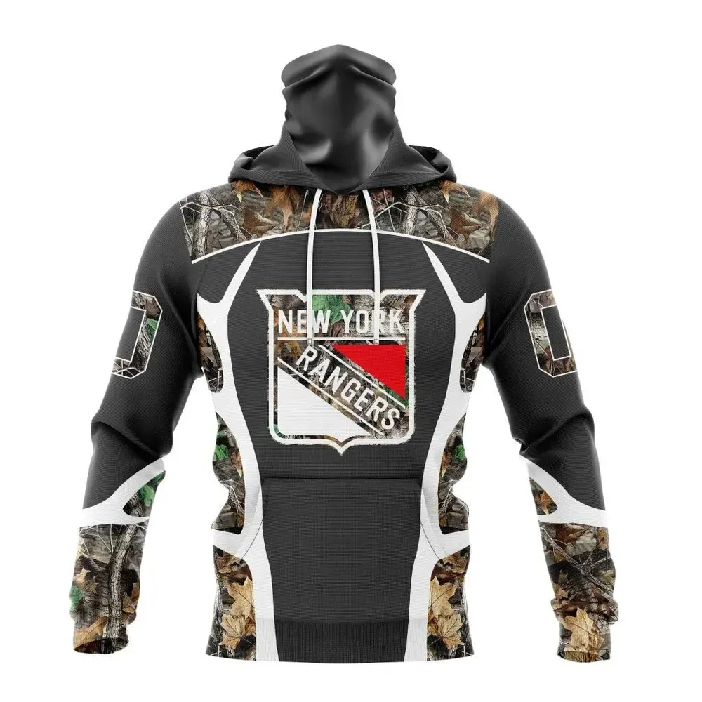 NHL New York Rangers Special Camo Hunting Design V2302 Mask Hoodie