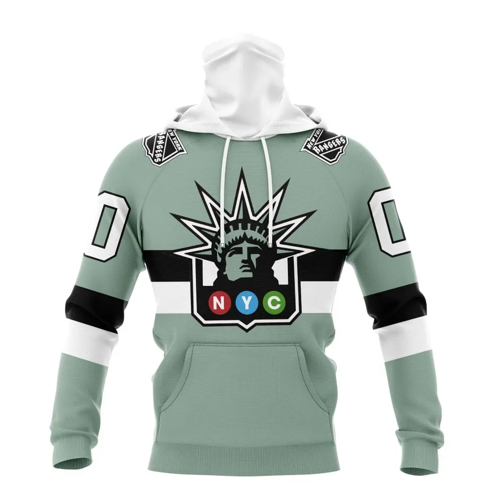 NHL New York Rangers Special City Connect Design St2402 Mask Hoodie