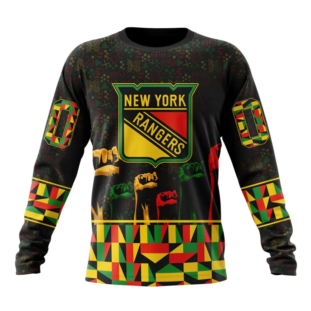 NHL New York Rangers Special Design Celebrate Black History Month St2201 Long Sleeved Sweatshirt 