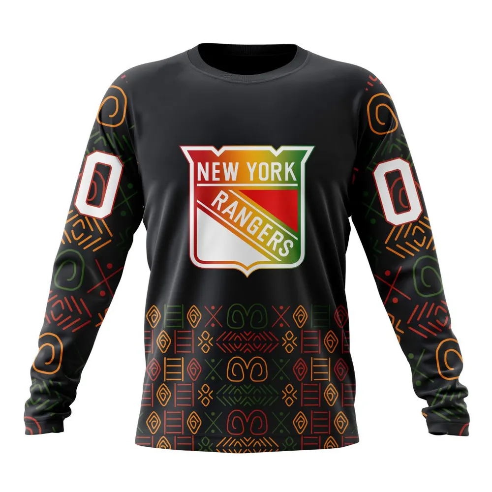 NHL New York Rangers Special Design For Black History Month St2401 Long Sleeved Sweatshirt 