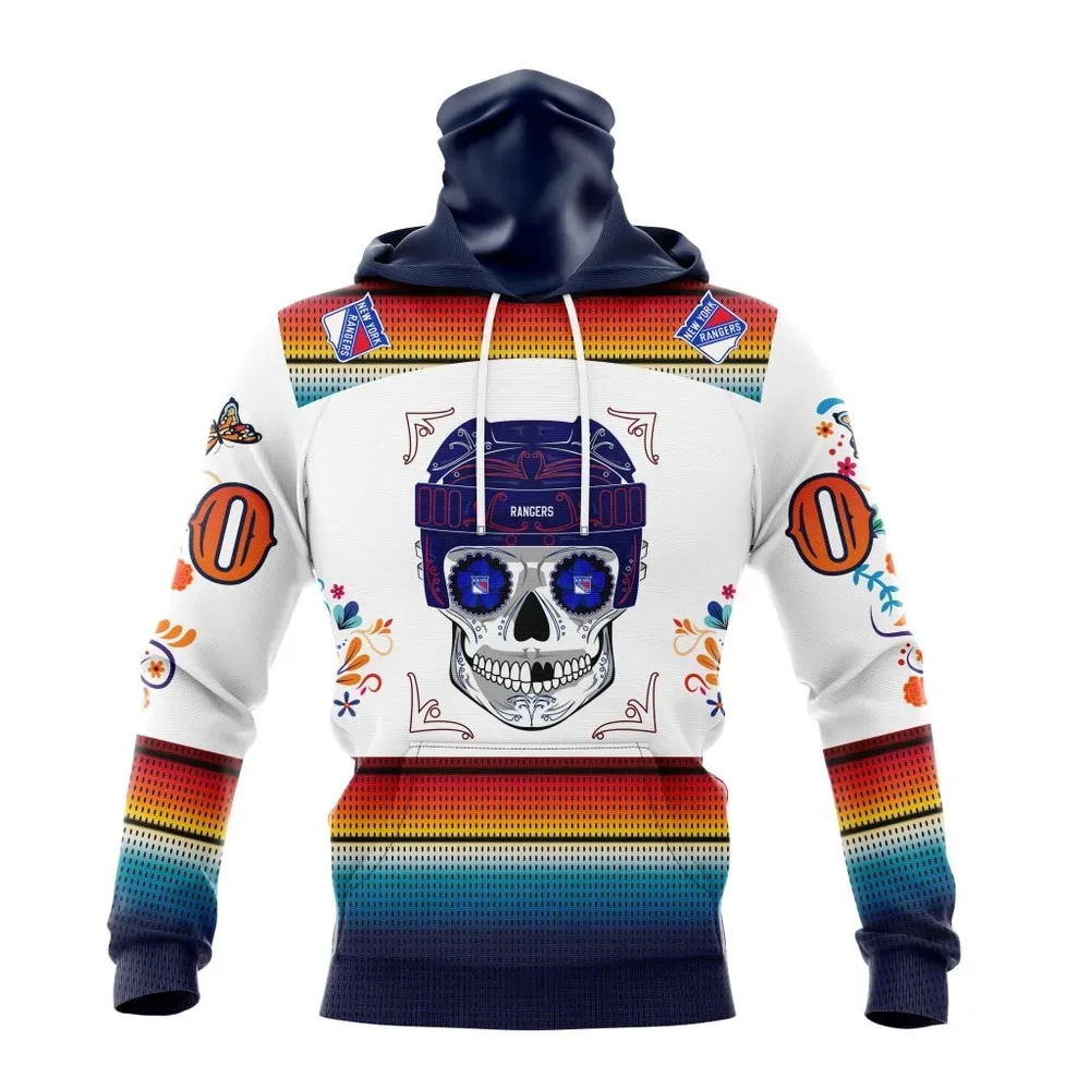 NHL New York Rangers Special Design For Dia De Los Muertos St2301 Mask Hoodie