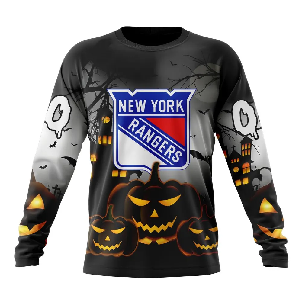 NHL New York Rangers Special Design For Halloween St2302 Long Sleeved Sweatshirt 