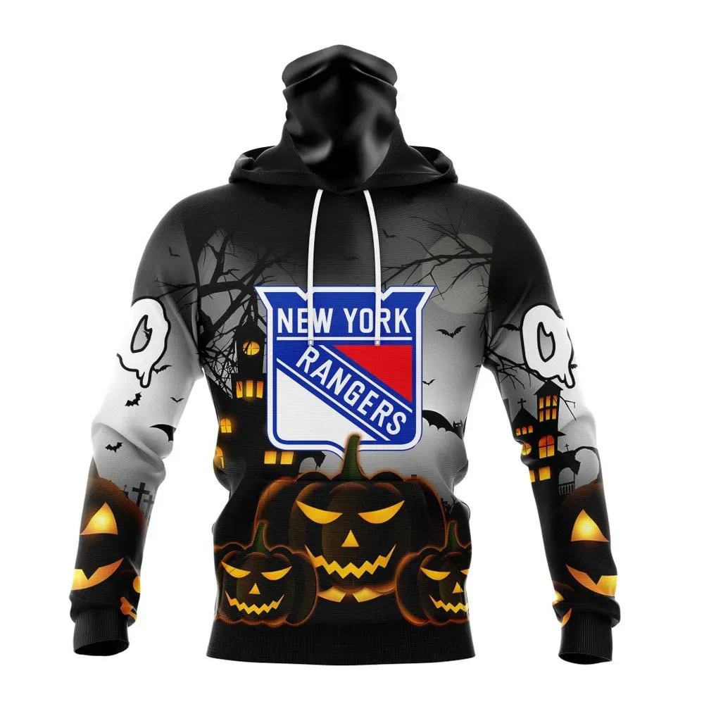 NHL New York Rangers Special Design For Halloween St2302 Mask Hoodie