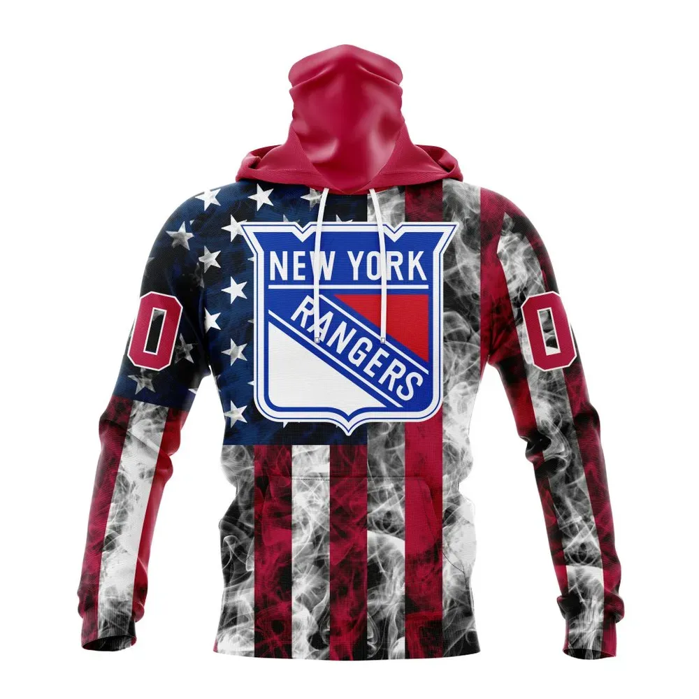 NHL New York Rangers Special Design For Independence Day The Fourth Of July St2401 Mask Hoodie