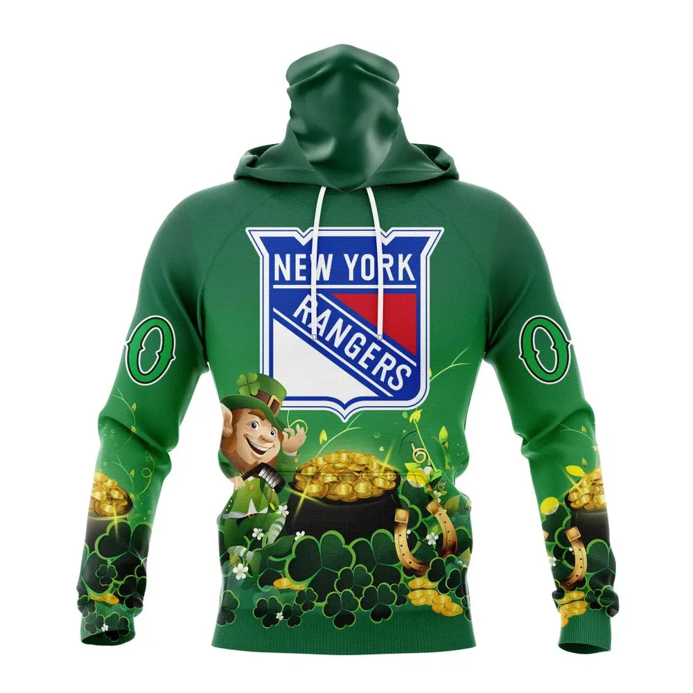 NHL New York Rangers Special Design For St. Patrickâ€™S Day St2403 Mask Hoodie