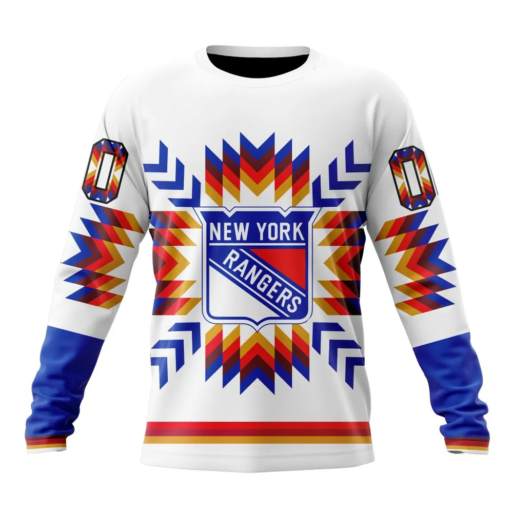 NHL New York Rangers Special Design With Native Pattern St2302 Long Sleeved Sweatshirt 