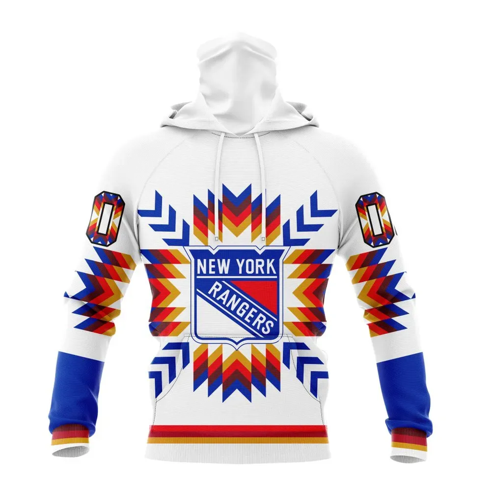 NHL New York Rangers Special Design With Native Pattern St2302 Mask Hoodie