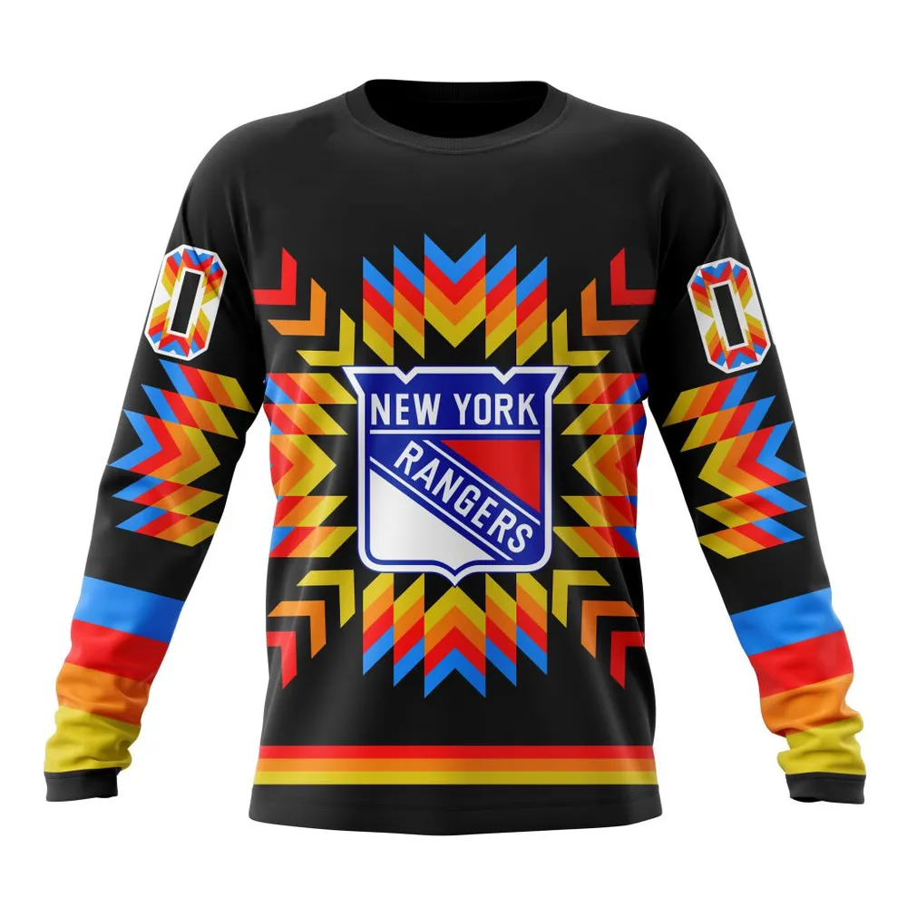 NHL New York Rangers Special Design With Native Pattern St2306 Long Sleeved Sweatshirt 