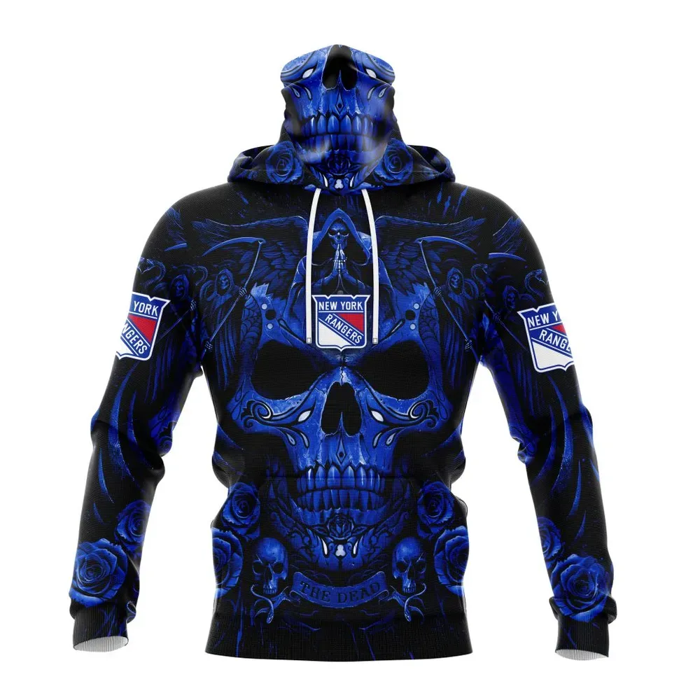 NHL New York Rangers Special Design With Skull Art St2203 Mask Hoodie