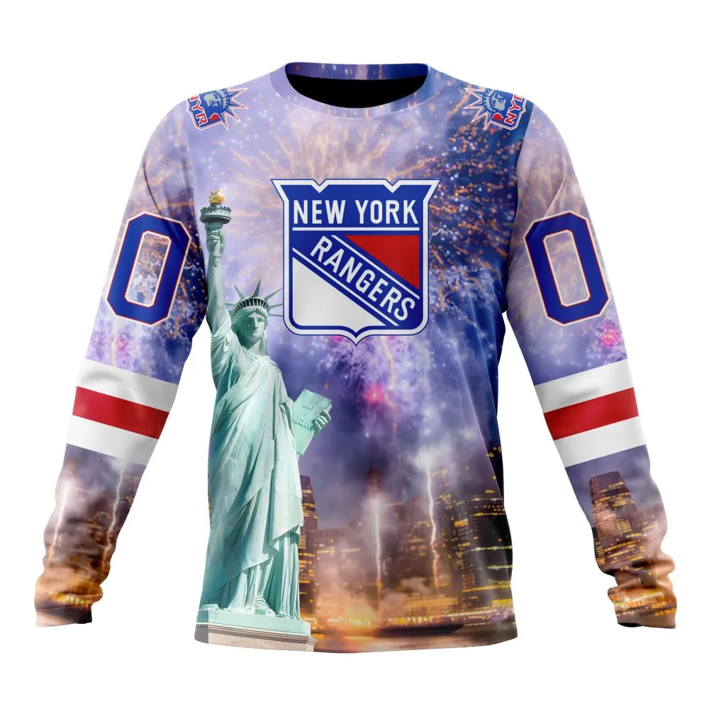 NHL New York Rangers Special Design With The Statue Of Liberty St2301 Long Sleeved Sweatshirt 