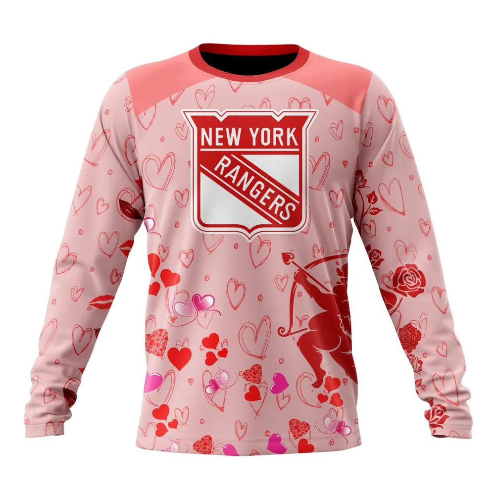 NHL New York Rangers Special Gift For Valentines Day St2402 Long Sleeved Sweatshirt 