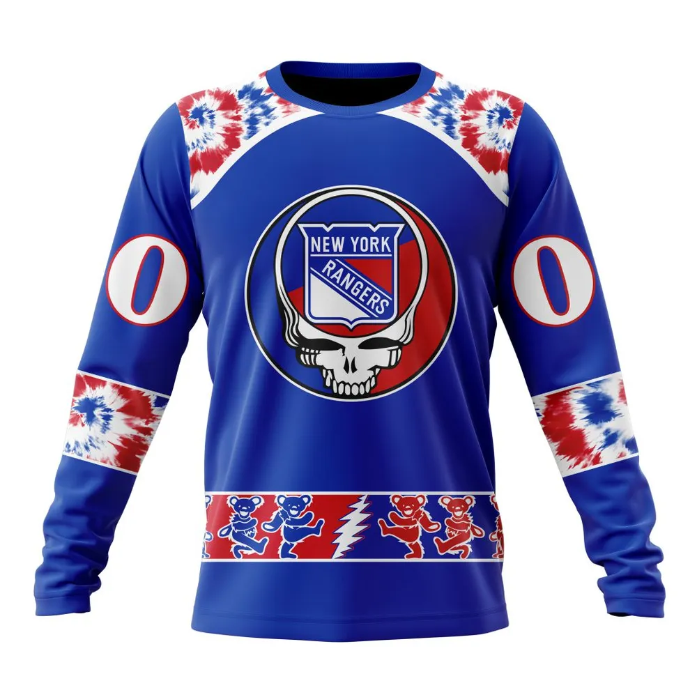 NHL New York Rangers Special Grateful Dead Design St2301 Long Sleeved Sweatshirt 