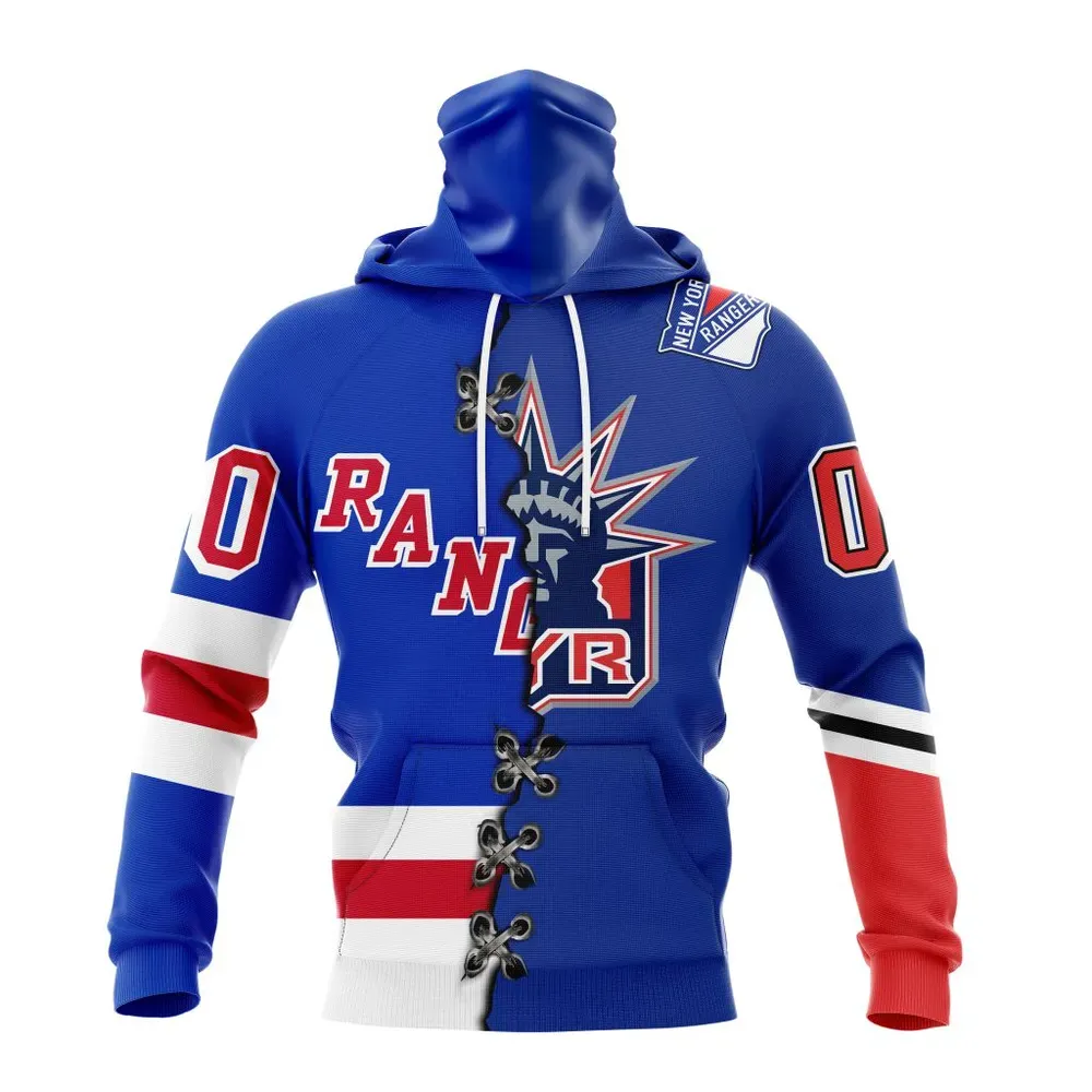 NHL New York Rangers Special Home Mix Reverse Retro Personalized Kits Mask Hoodie