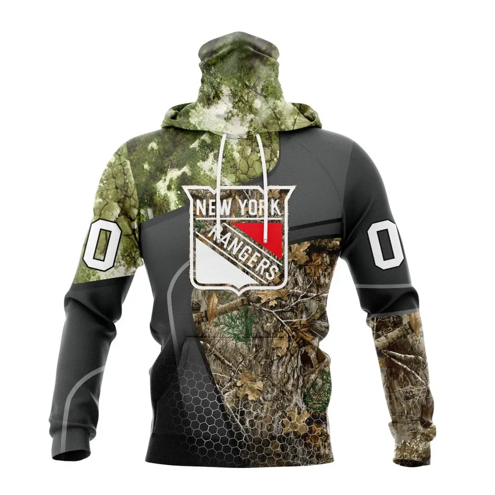 NHL New York Rangers Special Hunting Camo Design St2302 Mask Hoodie