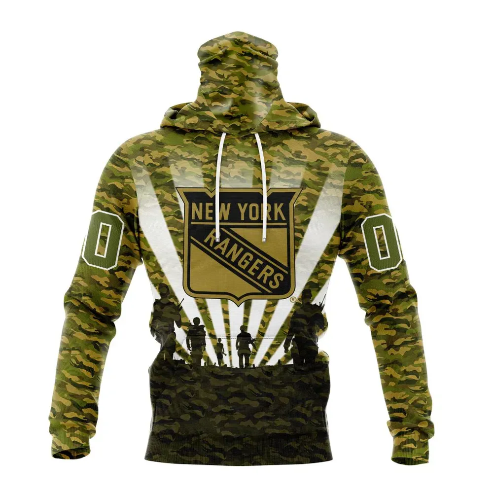 NHL New York Rangers Special Military Camo Kits For Veterans Day And Rememberance Day St2201 Mask Hoodie